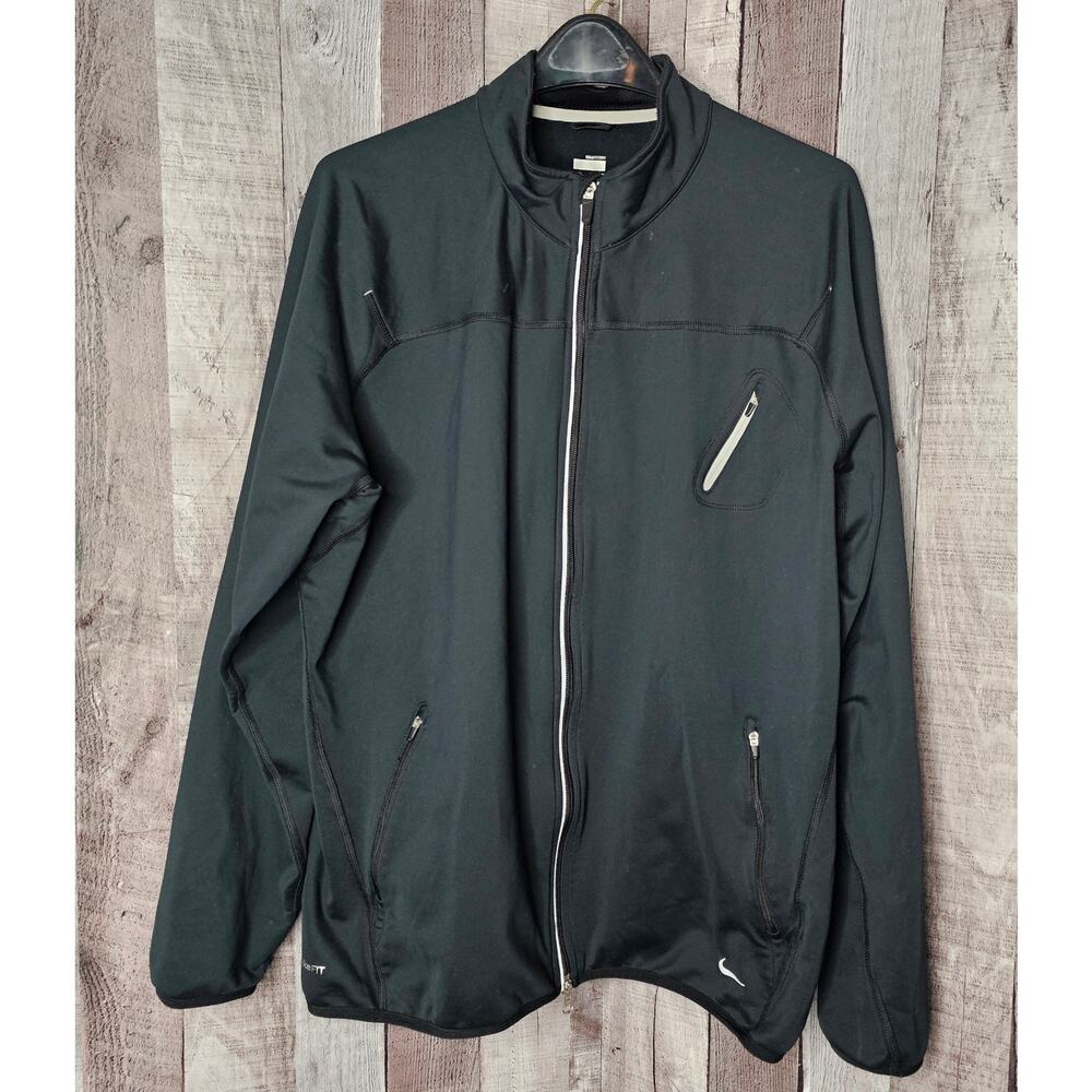 NIKE FitDry Black Jacket Coat Full Zip GIFT Men's size XL